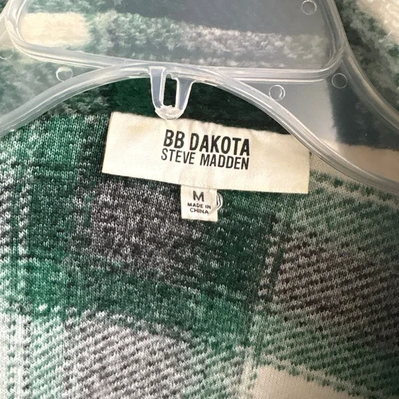 BB Dakota Green and White Plaid Teddy Jacket - Picture 3 of 3